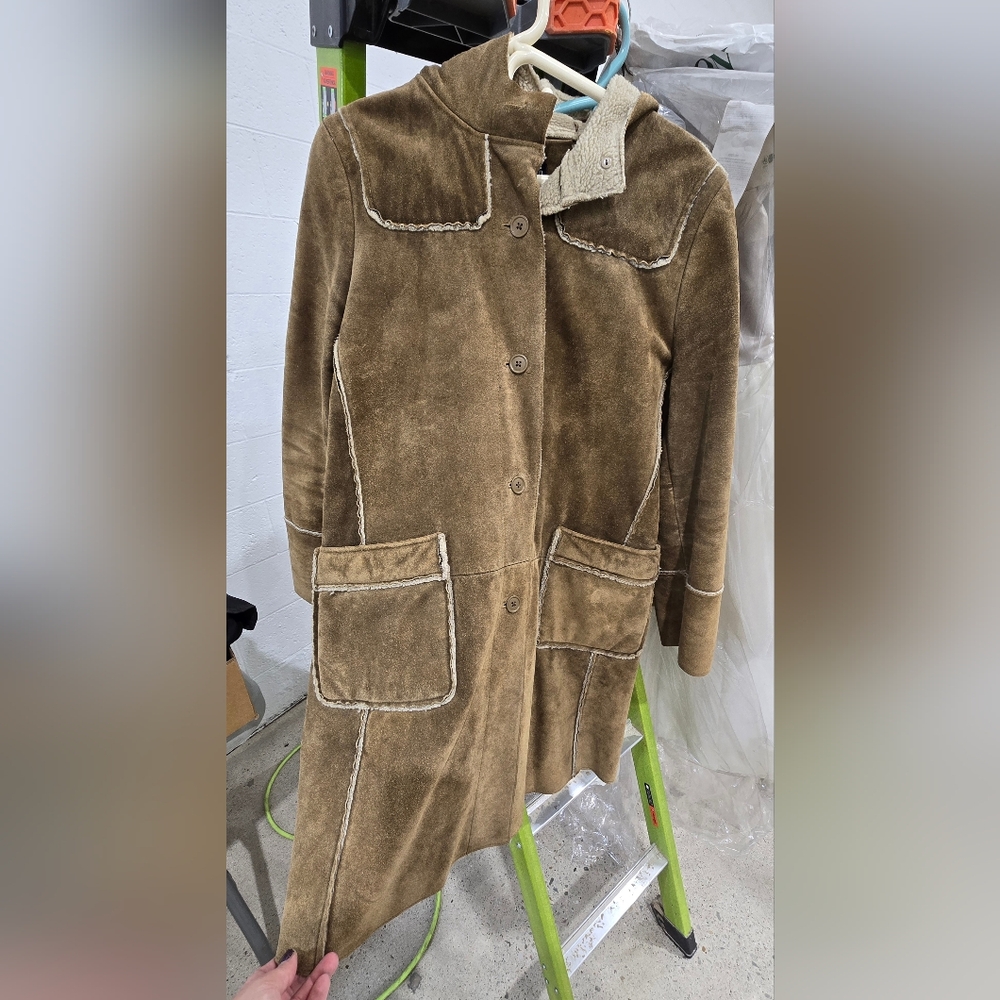GAP Women's Brown Suede Leather Sherpa-Lined Jacket Size M